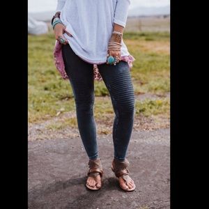 Rock & Roll Moto Knee Jeggings in Denim